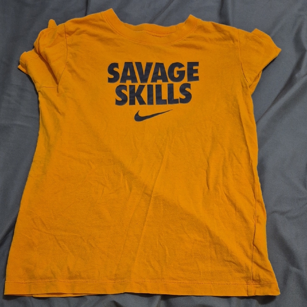 Nike Kids Bright Orange Tee with Bold Print Size Large